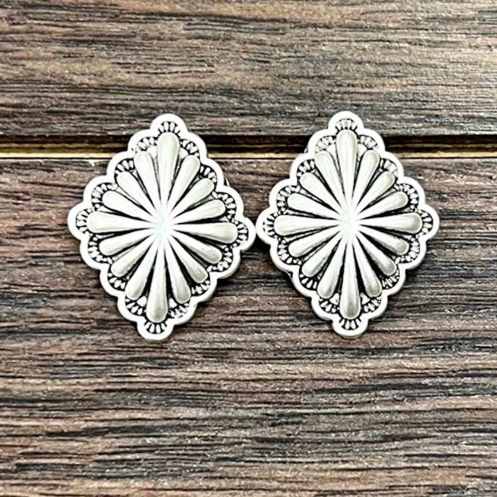 Brass Concho Stud Earrings – Western Statement Studs
